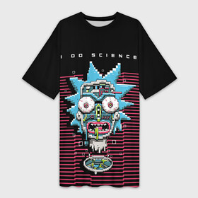 Платье-футболка 3D с принтом PIXEL ROBOT RICK в Екатеринбурге,  |  | adult swim | cartoon network | morty | planetina | rick | rick and morty | картун нетворк | морти | планетина | рик | рик и морти