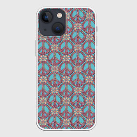 Чехол для iPhone 13 mini с принтом Символы хиппи в Екатеринбурге,  |  | hippy | знаки | мир | паттерн | символы | счпастье | хиппи | цветы | этнос