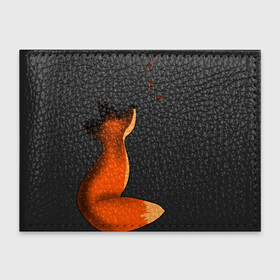 Обложка для студенческого билета с принтом Лисёнок в Екатеринбурге, натуральная кожа | Размер: 11*8 см; Печать на всей внешней стороне | лиса | лисёнок с листьями | листья | осень | рыжий лис