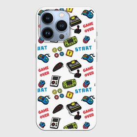 Чехол для iPhone 13 Pro с принтом START | GAME OVER в Екатеринбурге,  |  | Тематика изображения на принте: game over | nintendo | pattern | sega | sony | start | tetris | денди | конец игры | нинтедо | нинтендо | паттерн | приставка | сега | сони | старт | тетрис