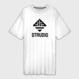 Платье-футболка 3D с принтом Strudio logo(white) в Екатеринбурге,  |  | kingdoms life | strudio | игры | пиксели | простота | стратегии