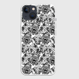 Чехол для iPhone 13 с принтом Злые Гориллы   Паттерн в Екатеринбурге,  |  | africa | afrika | angry | ape | apes | black white | gorilla | gorillas | gorillaz | hip hop | monkey | pattern | raging | sketch | африка | африканский узор | злые обезьяны | мартышка | примат | приматы | рисунок | рисунок карандашом | скетч | узор | хип