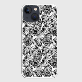 Чехол для iPhone 13 mini с принтом Злые Гориллы   Паттерн в Екатеринбурге,  |  | africa | afrika | angry | ape | apes | black white | gorilla | gorillas | gorillaz | hip hop | monkey | pattern | raging | sketch | африка | африканский узор | злые обезьяны | мартышка | примат | приматы | рисунок | рисунок карандашом | скетч | узор | хип