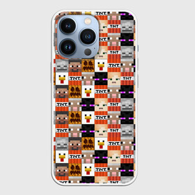 Чехол для iPhone 13 Pro с принтом MINECRAFT КУБИКИ ПЕРСОНАЖИ в Екатеринбурге,  |  | block | creeper | cube | minecraft | pixel | tnt | блок | геометрия | крафт | крипер | кубики | майнкрафт | пиксели | тнт