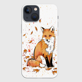 Чехол для iPhone 13 mini с принтом ЛИСА В ЛИСТЬЯХ   ОСЕННЕЕ НАСТРОЕНИЕ   FOX IN THE FOREST в Екатеринбурге,  |  | autumn | forest | fox | животные | звери | лес | лиса | листья | музыка | ноты | осень | песни | природа