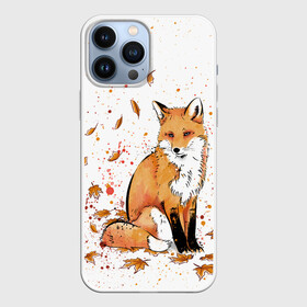 Чехол для iPhone 13 Pro Max с принтом ЛИСА В ЛИСТЬЯХ   ОСЕННЕЕ НАСТРОЕНИЕ   FOX IN THE FOREST в Екатеринбурге,  |  | Тематика изображения на принте: autumn | forest | fox | животные | звери | лес | лиса | листья | музыка | ноты | осень | песни | природа