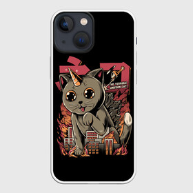 Чехол для iPhone 13 mini с принтом АНИМЕ КОТ ЕДИНОРОЖЕК в Екатеринбурге,  |  | anime | cat | city | japan | manga | unicorn | аниме | великан | город | единорог | звери | кот | котик | манга | милый | монстр | пушистый | япония