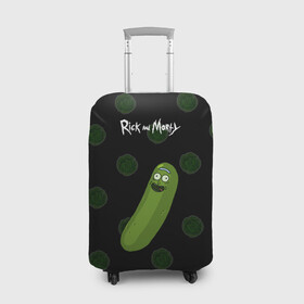 Чехол для чемодана 3D с принтом Rick Pickle в Екатеринбурге, 86% полиэфир, 14% спандекс | двустороннее нанесение принта, прорези для ручек и колес | morty | pickle | ram | randm | rick | rick and morty | злой морти | злой рик | морти | мультфильмы | огурец | портал рик и морти | рик | рик и морти | рик огурец | рик огурчик | сыендук