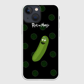 Чехол для iPhone 13 mini с принтом Rick Pickle в Екатеринбурге,  |  | Тематика изображения на принте: morty | pickle | ram | randm | rick | rick and morty | злой морти | злой рик | морти | мультфильмы | огурец | портал рик и морти | рик | рик и морти | рик огурец | рик огурчик | сыендук
