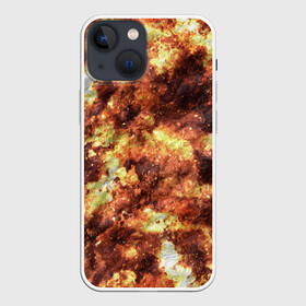 Чехол для iPhone 13 mini с принтом Кожаный камуфляж в Екатеринбурге,  |  | burns | camouflage | dirty | disguise | leather | stains | грязные | камуфляж | кожа | маскировка | обгорелая | ожоги | пятна | разводы