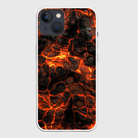 Чехол для iPhone 13 с принтом Горящая лава в Екатеринбурге,  |  | burning | fire | flowing | lava | plasma | streaks | texture | waves | волны | горящая | лава | огонь | плазма | разводы | текстура | течет