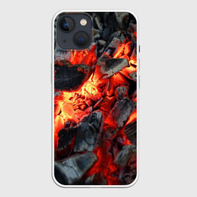 Чехол для iPhone 13 с принтом Древесные угли в Екатеринбурге,  |  | ash | bonfire | coals | fire | heat | nature | smoldering | tourism | woody | древесные | жар | костер | огонь | пепел | природа | тлеющие | туризм | угли