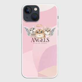 Чехол для iPhone 13 mini с принтом Кошечки   ангелы в Екатеринбурге,  |  | angels | ангел | ангелы | кот | котенок | котик | кошка | милая