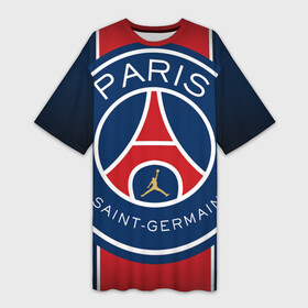 Платье-футболка 3D с принтом Paris Saint Germain [PSG] в Екатеринбурге,  |  | fc | paris saintgermain psg | psg | psgfc | париж | псж | футбол | футбольный клуб