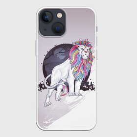 Чехол для iPhone 13 mini с принтом Царь единорогов в Екатеринбурге,  |  | арт | графика | единорог | животные | звери | лев | мифы | рог | царь зверей