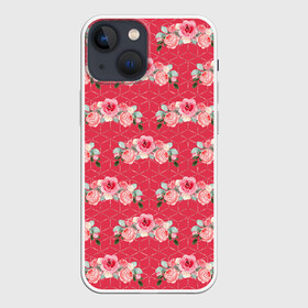 Чехол для iPhone 13 mini с принтом Красные розы паттерн в Екатеринбурге,  |  | rose | паттерн | розочки | розы | цветки | цветочки | цветы