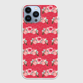 Чехол для iPhone 13 Pro Max с принтом Красные розы паттерн в Екатеринбурге,  |  | rose | паттерн | розочки | розы | цветки | цветочки | цветы
