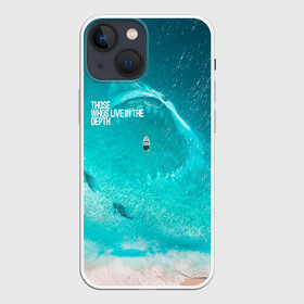 Чехол для iPhone 13 mini с принтом Shark in sea в Екатеринбурге,  |  | акула | арт | бирюза | море | пляж