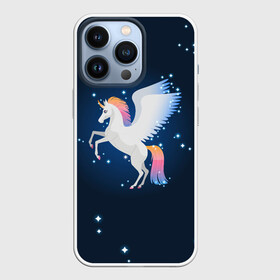 Чехол для iPhone 13 Pro с принтом Милый пегас единорог с радужной гривой в Екатеринбурге,  |  | horse | pony | rainbow | unicorn | аликорн | волшебно | единорог | единороги | звезды | крылья | лошадь | ночь | пегас | пони | радуга | рог | юникорн