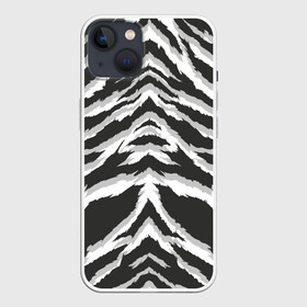 Чехол для iPhone 13 с принтом Белая шкура тигра в Екатеринбурге,  |  | tiger | tiger fur | tiger hide | tiger texture | текстура тигра | тигр | тигровая