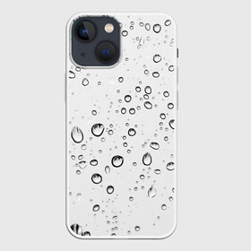 Чехол для iPhone 13 mini с принтом Утренний дождь в Екатеринбурге,  |  | без надписей | белый | вода | дождь | капли | светлый | стекло