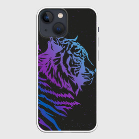 Чехол для iPhone 13 mini с принтом Tiger Neon в Екатеринбурге,  |  | tiger | неон | полосы | тигр | хищник