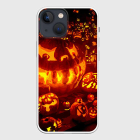 Чехол для iPhone 13 mini с принтом Тыквы на Хэллоуин в Екатеринбурге,  |  | angry | different | fear | funny | glow | happy halloween | holiday | many | night | pumpkins | весёлые | злые | много | ночь | праздник | разные | светятся | тыквы | хэллоуин