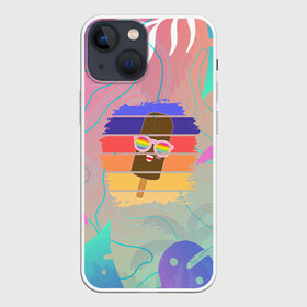 Чехол для iPhone 13 mini с принтом Эскимо в Тропиках в Екатеринбурге,  |  | bright colors | ice cream | palm trees | popsicle | popular | top | trending | tropics | в топе | в тренде | мороженое | пальмы | популярные | тропики | эскимо | яркие цвета