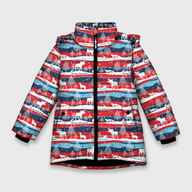 Зимняя куртка для девочек 3D с принтом Merry Christmas  (лесные звери) в Екатеринбурге, ткань верха — 100% полиэстер; подклад — 100% полиэстер, утеплитель — 100% полиэстер. | длина ниже бедра, удлиненная спинка, воротник стойка и отстегивающийся капюшон. Есть боковые карманы с листочкой на кнопках, утяжки по низу изделия и внутренний карман на молнии. 

Предусмотрены светоотражающий принт на спинке, радужный светоотражающий элемент на пуллере молнии и на резинке для утяжки. | christmas | merry christmas | santa claus | волк | дед мороз | ёлка | заяц | лиса | лось | новый год | подарок | праздник | сантаклаус | снегурочка | снежинки