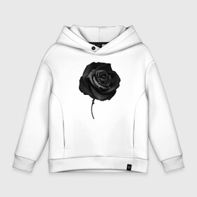 Детское худи Oversize хлопок с принтом Чёрная роза | Black rose в Екатеринбурге, френч-терри — 70% хлопок, 30% полиэстер. Мягкий теплый начес внутри —100% хлопок | боковые карманы, эластичные манжеты и нижняя кромка, капюшон на магнитной кнопке | black | black rose | rose | розы | цветы | чёрная роза