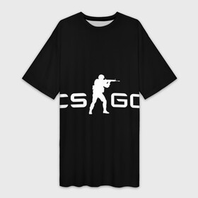Платье-футболка 3D с принтом Логотип  Counter Strike Global Offensive в Екатеринбурге,  |  | counter strike | cs go | cs go лого | видеоигры | контер страйк | кс | кс го | минимализм игры