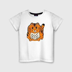 Детская футболка хлопок с принтом Пушистый тигренок в Екатеринбурге, 100% хлопок | круглый вырез горловины, полуприлегающий силуэт, длина до линии бедер | ani | baby | cat | kitten | kitty | little | new year | tiger | год тигра | детеныш | детские | дикая кошка | животные звери | киска | кот | котенок | маленький тигр | маленький тигренок | малыш | милые создания | мордочка