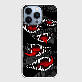 Чехол для iPhone 13 Pro с принтом Атака вампиров в Екатеринбурге,  |  | attack of the vampires | darkness | fangs | happy halloween | holiday | jaws | red tongues | атака вампиров | клыки | красные языки | мрак | праздник | хэллоуин | челюсти