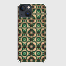 Чехол для iPhone 13 mini с принтом Абстракция из зеленых квадратов в Екатеринбурге,  |  | abstraction | shapes | squares | абстракция | желтый | зеленый | квадраты | коричневый | молодежный | принт | узор | фигуры