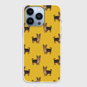 Чехол для iPhone 13 Pro с принтом Йоркширский терьер паттерн в Екатеринбурге,  |  | Тематика изображения на принте: домашние животные | домашний питомец | йорк | йоркшик | йоркширский терьер | охра | паттерн | собаки | собачка