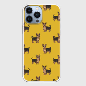 Чехол для iPhone 13 Pro Max с принтом Йоркширский терьер паттерн в Екатеринбурге,  |  | Тематика изображения на принте: домашние животные | домашний питомец | йорк | йоркшик | йоркширский терьер | охра | паттерн | собаки | собачка