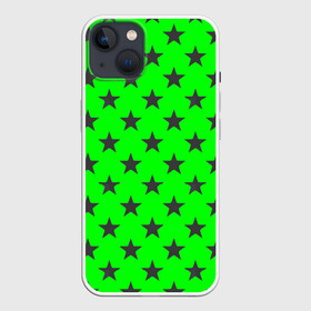 Чехол для iPhone 13 с принтом звездный фон зеленый в Екатеринбурге,  |  | звезда | звездочка | звезды | зеленый | монохром | неоновый | салатовый | фон