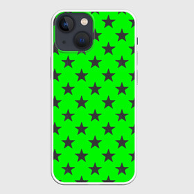 Чехол для iPhone 13 mini с принтом звездный фон зеленый в Екатеринбурге,  |  | звезда | звездочка | звезды | зеленый | монохром | неоновый | салатовый | фон