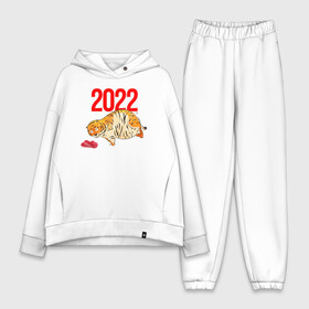 Женский костюм хлопок Oversize с принтом Ленивый толстый тигр 2022 в Екатеринбурге,  |  | 2022 | год тигра | новый год | новый год 2022 | символ года | тигр | тигренок | тигрица | тигры