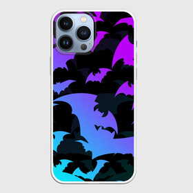 Чехол для iPhone 13 Pro Max с принтом ЛЕТУЧИЕ МЫШИ ХЕЛЛОУИН НЕОН   HALLOWEEN NEON в Екатеринбурге,  |  | Тематика изображения на принте: bats | bones | ghost | halloween | night | pumpkin | skull | кости | летучие мыши | ночь | приведение | призрак | скелет | тыква | хеллоуин | хоррор | хэллоуин