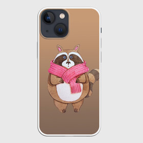 Чехол для iPhone 13 mini с принтом акварельный енотик в Екатеринбурге,  |  | raccoon cartoon animal | акварель | детский | енот | мультипликационный персонаж | мультяшка | ребенок | рисунок