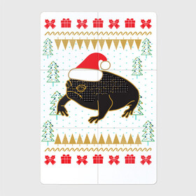 Магнитный плакат 2Х3 с принтом Рождественский свитер Жаба в Екатеринбурге, Полимерный материал с магнитным слоем | 6 деталей размером 9*9 см | Тематика изображения на принте: christmas | ugly sweater | африканская лягушка | дождевая лягушка | жаба | зима | зимний | лягушка | новый год | рождественский свитер | рождество | уродливый свитер | черная лягушка