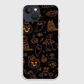 Чехол для iPhone 13 с принтом ХЕЛЛОУИН ПАТТЕРН КОТИКИ   HALLOWEEN KITTY в Екатеринбурге,  |  | bats | bones | cat | ghost | halloween | kitty | pumpkin | skull | spider | кости | кот | кошка | летучие мыши | паук | паутина | приведение | призрак | скелет | тыква | хеллоуин | хоррор | хэллоуин