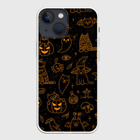 Чехол для iPhone 13 mini с принтом ХЕЛЛОУИН ПАТТЕРН КОТИКИ   HALLOWEEN KITTY в Екатеринбурге,  |  | bats | bones | cat | ghost | halloween | kitty | pumpkin | skull | spider | кости | кот | кошка | летучие мыши | паук | паутина | приведение | призрак | скелет | тыква | хеллоуин | хоррор | хэллоуин