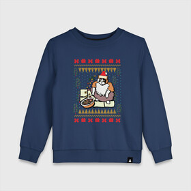 Детский свитшот хлопок с принтом Рождественский свитер Котик с колечками в Екатеринбурге, 100% хлопок | круглый вырез горловины, эластичные манжеты, пояс и воротник | Тематика изображения на принте: christmas | fruit loops | loops | meme | ugly sweater | вечеринка | кот мем | котик | новый год | рождественский свитер | рождество | с фруктовыми колечками | уродливый свитер