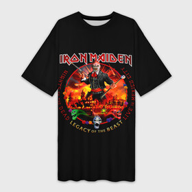 Платье-футболка 3D с принтом Nights of the Dead, Legacy of the Beast  Iron Maiden в Екатеринбурге,  |  | iron maiden | адриан смит | айран | айрон | группа | дэйв мюррей | железная дева | ирон | майден | мейд | мейден | метал | мрачный | музыка | песни | рок | стив харрис | тяжелый | хеви | хевиметал