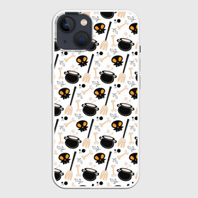 Чехол для iPhone 13 с принтом Patern Halloween 14 в Екатеринбурге,  |  | 31 | bones | holiday | skull | spider | witches