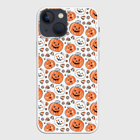 Чехол для iPhone 13 mini с принтом Patern Halloween 17 в Екатеринбурге,  |  | Тематика изображения на принте: 31 | bones | holiday | skull | spider | witches