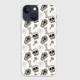 Чехол для iPhone 13 mini с принтом Patern Halloween 18 в Екатеринбурге,  |  | 31 | bones | holiday | skull | spider | witches