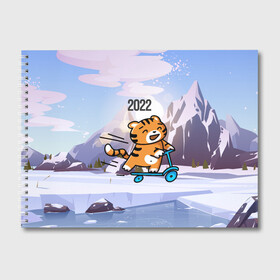 Альбом для рисования с принтом Тигренок  на  самокате в Екатеринбурге, 100% бумага
 | матовая бумага, плотность 200 мг. | 2022 | год тигра | новый год | новый год 2022 | символ года | тигр | тигренок | тигрица | тигры